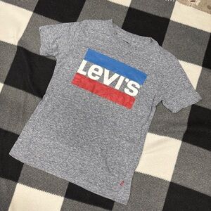 Levi's Gray Red and Blue Short Sleeve Tee with Bold Logo